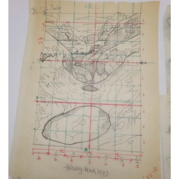 Vintage Original Art Abstract Various Scene on tracing paper - Picture 2 of 9